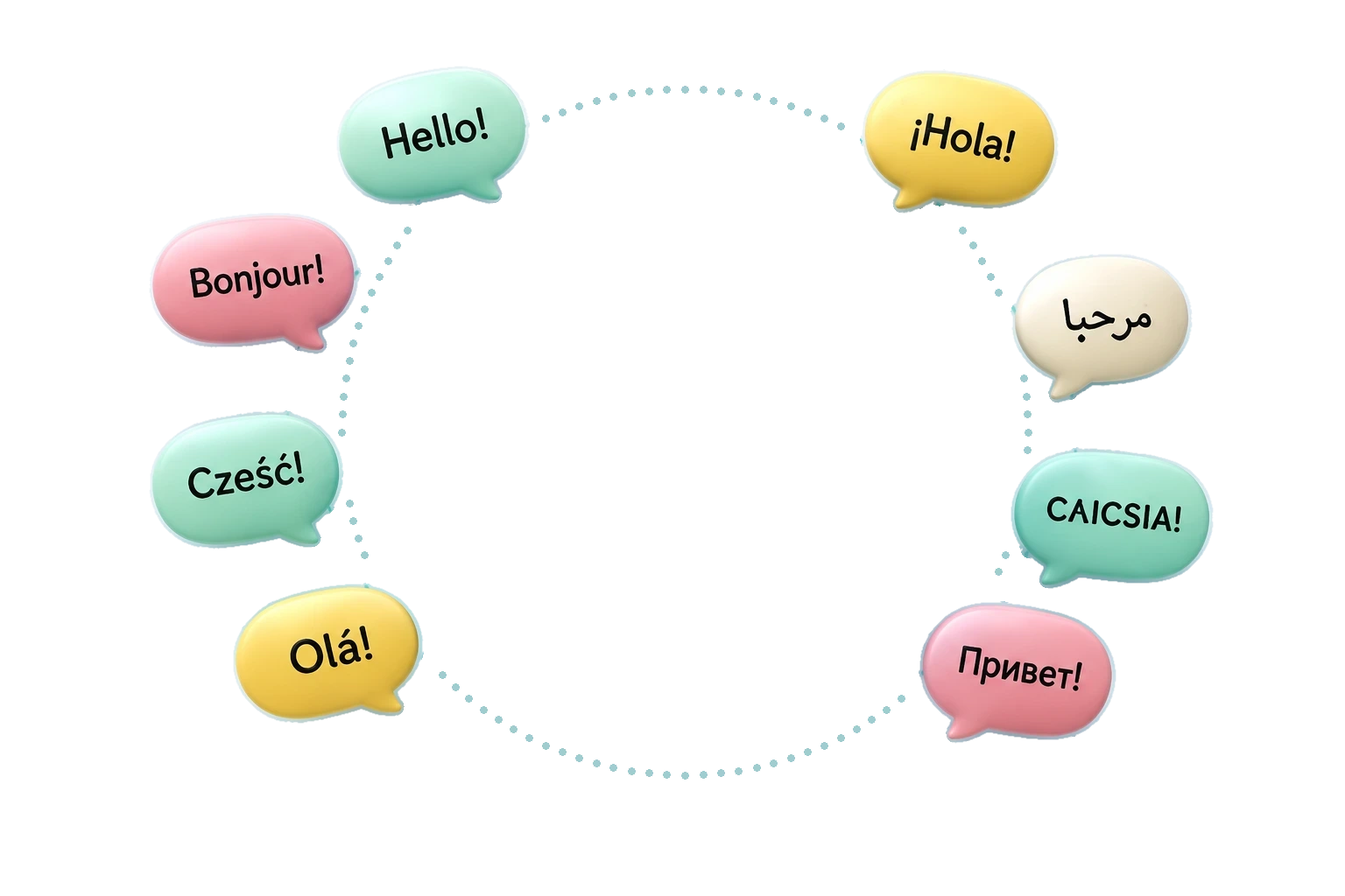 Globe with greetings in many languages